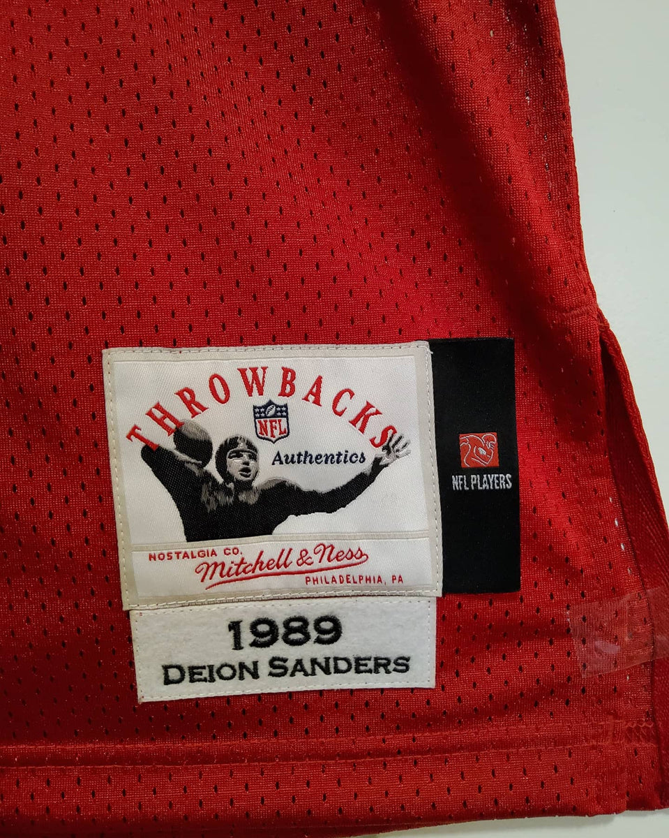 Men's Mitchell & Ness Deion Sanders Red Atlanta Falcons 1989 Player Burst Tank Top