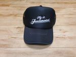 EMBROIDERED FLY IS FUNDAMENTAL TRUCKER HAT