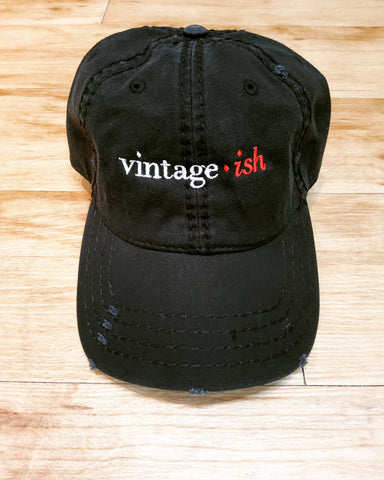FV87 Black Distressed Vintage-ish Dad Hat